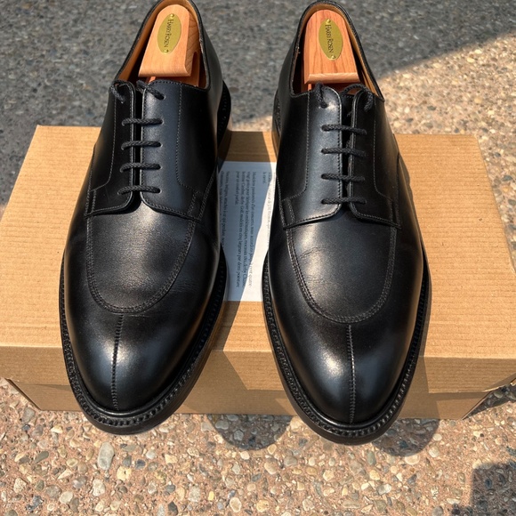 J.M. Weston 11D Black Leather Half-Hunt Derby w/ Shoe Trees - Picture 5 of 14